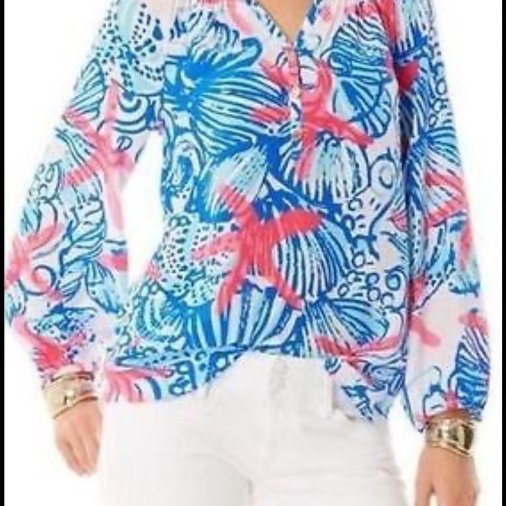 Lilly Pulitzer Elsa Top Ocean Print Size S